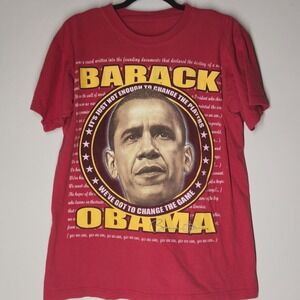 Vintage Barack Obama Election Shirt Yes We Can Seal Size L Red President